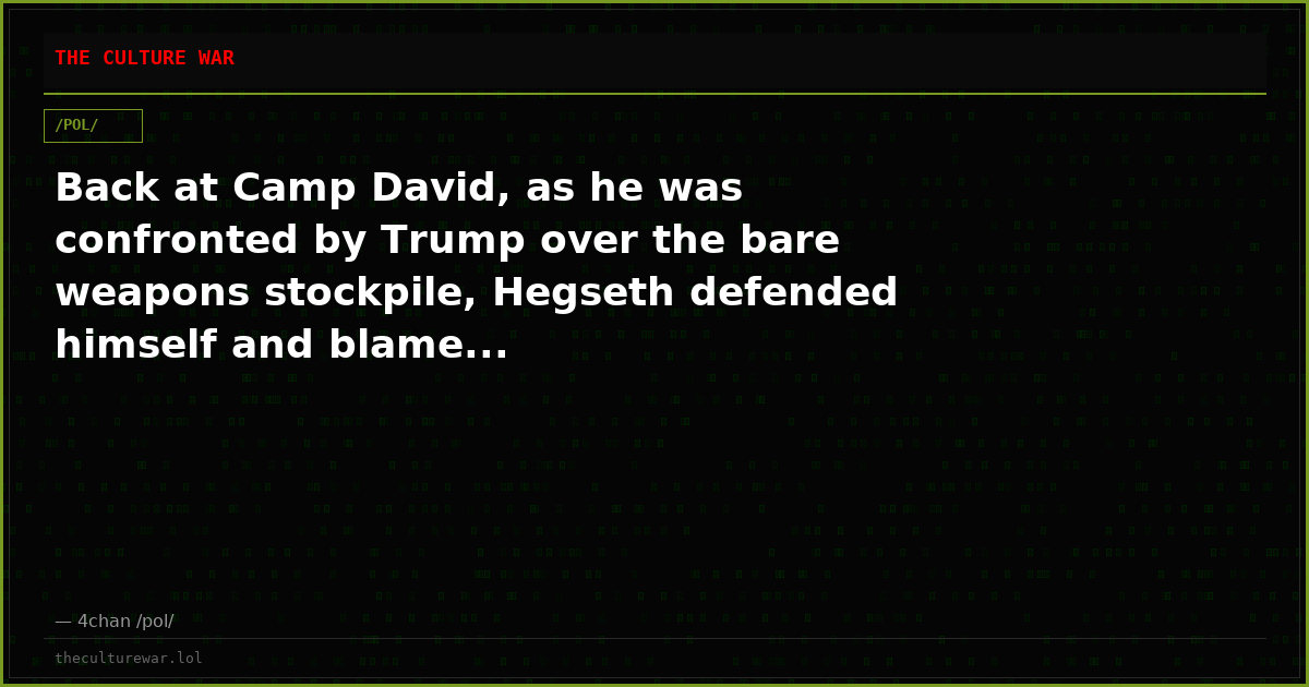Back at Camp David, as he was confronted by Trump over the bare weapons stockpile, Hegseth defended himself and blame...