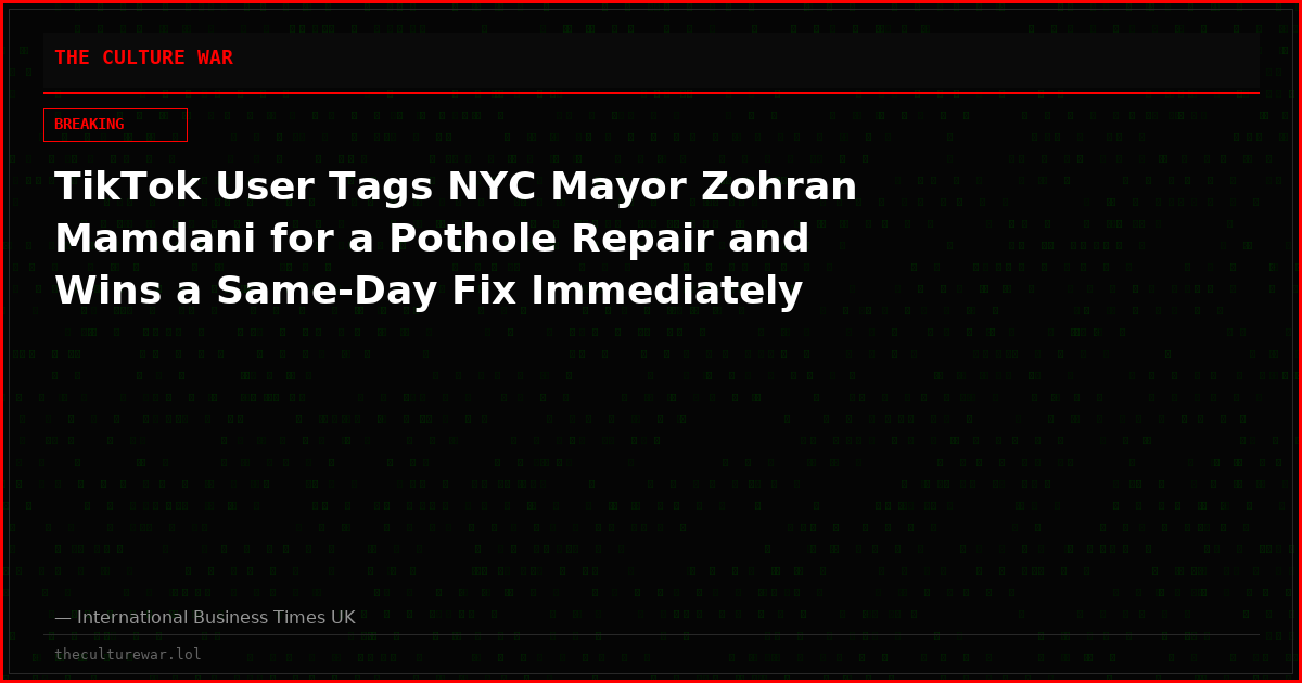 TikTok User Tags NYC Mayor Zohran Mamdani for a Pothole Repair and Wins a Same-Day Fix Immediately