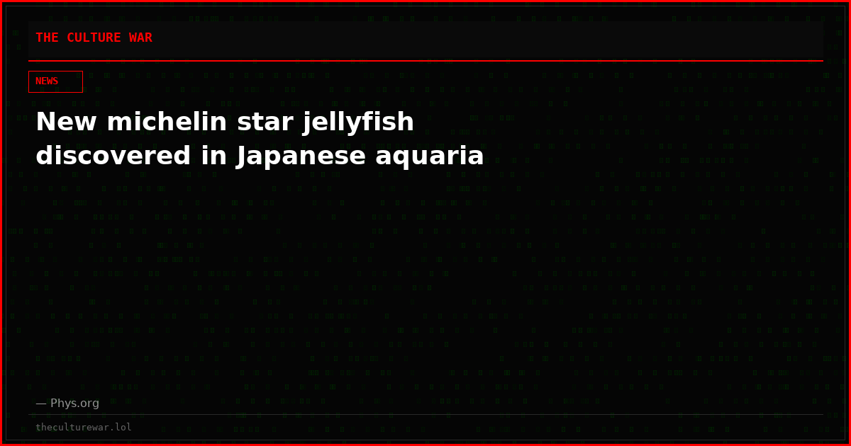 New michelin star jellyfish discovered in Japanese aquaria