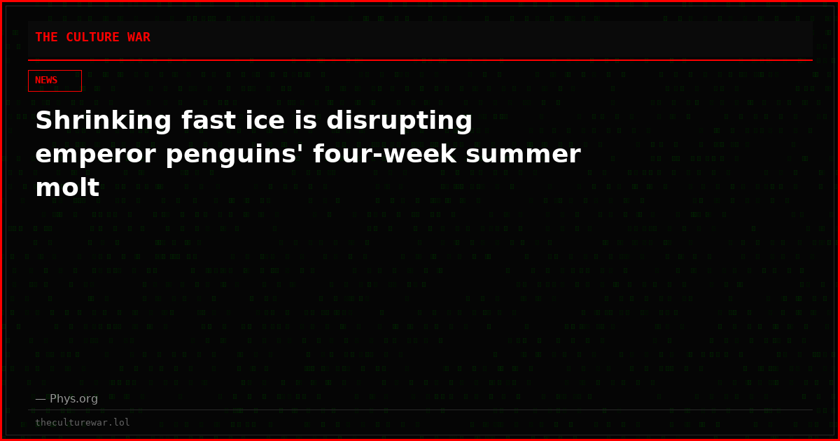 Shrinking fast ice is disrupting emperor penguins' four-week summer molt