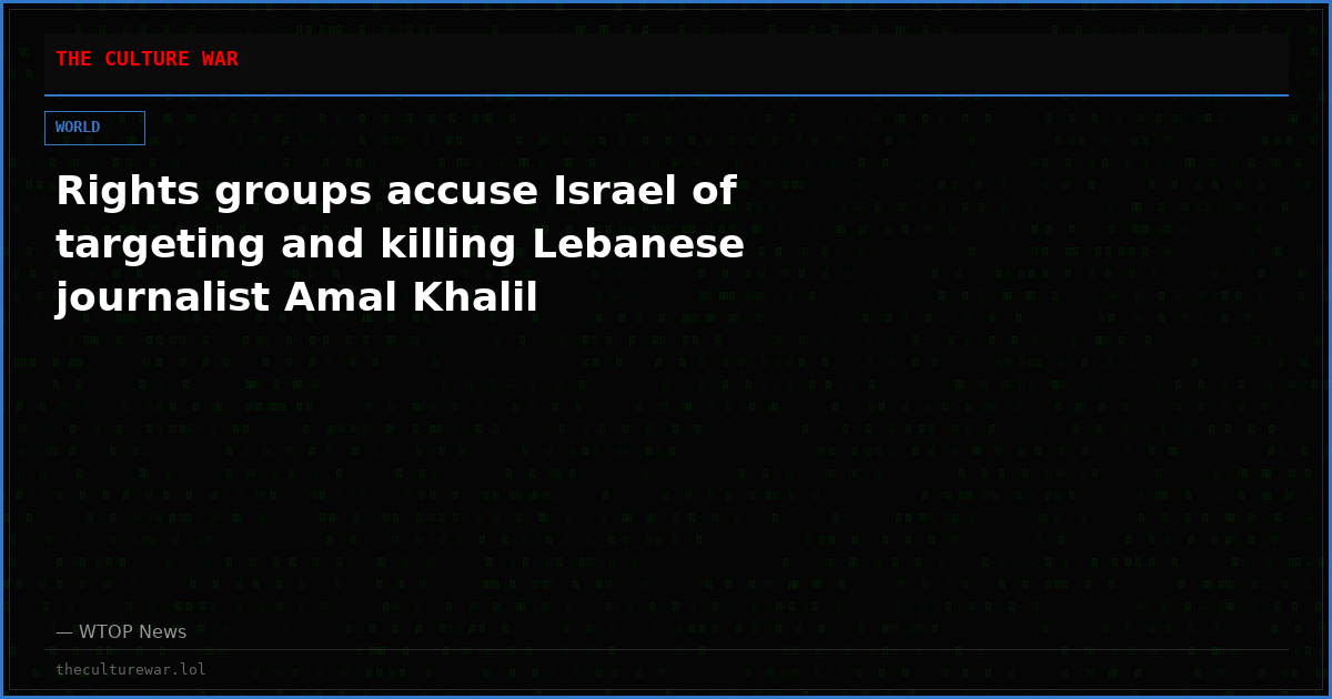 Rights groups accuse Israel of targeting and killing Lebanese journalist Amal Khalil