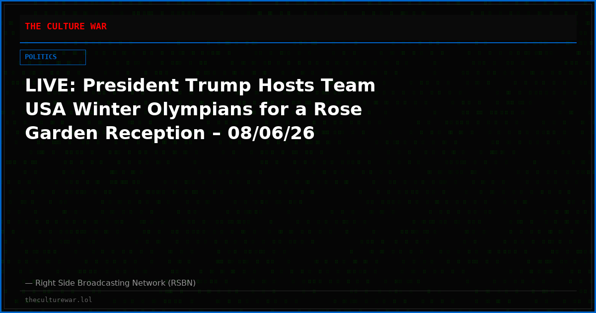 LIVE: President Trump Hosts Team USA Winter Olympians for a Rose Garden Reception – 08/06/26