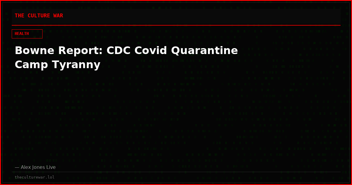 Bowne Report: CDC Covid Quarantine Camp Tyranny