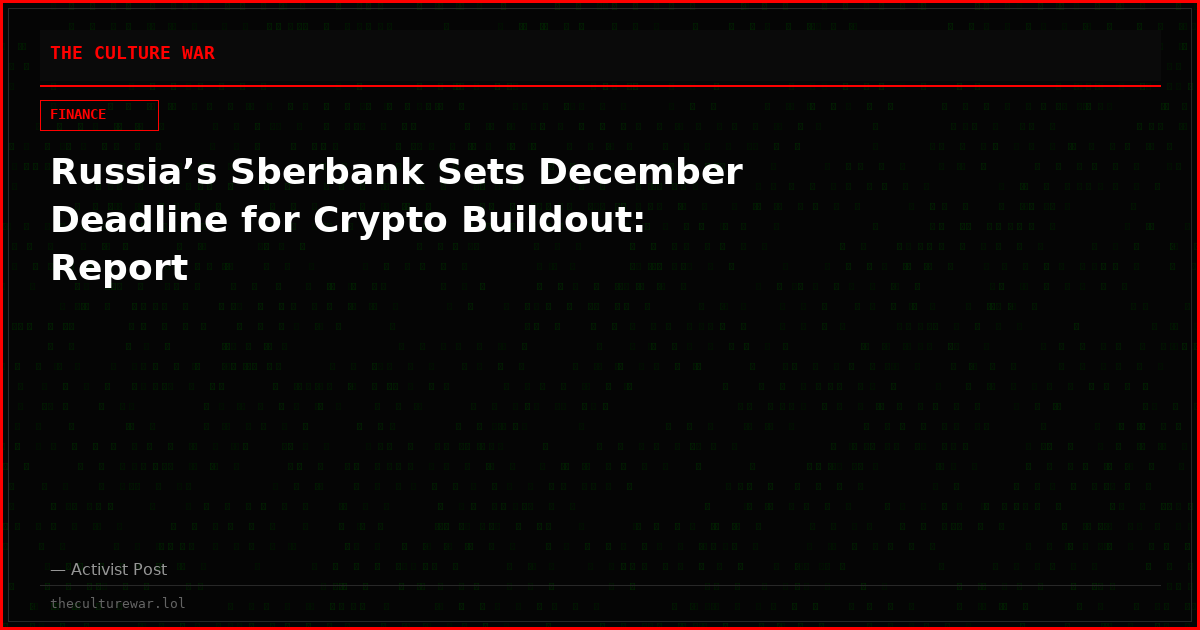 Russia’s Sberbank Sets December Deadline for Crypto Buildout: Report