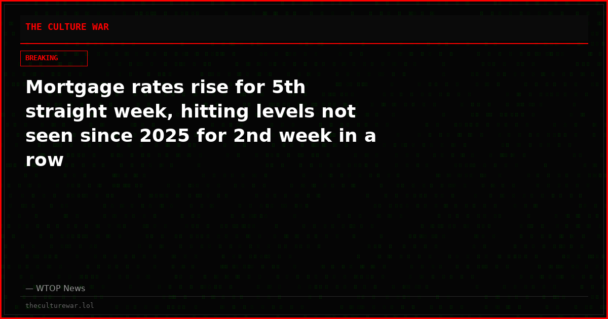 Mortgage rates rise for 5th straight week, hitting levels not seen since 2025 for 2nd week in a row