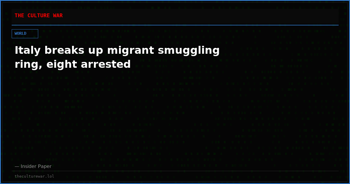 Italy breaks up migrant smuggling ring, eight arrested
