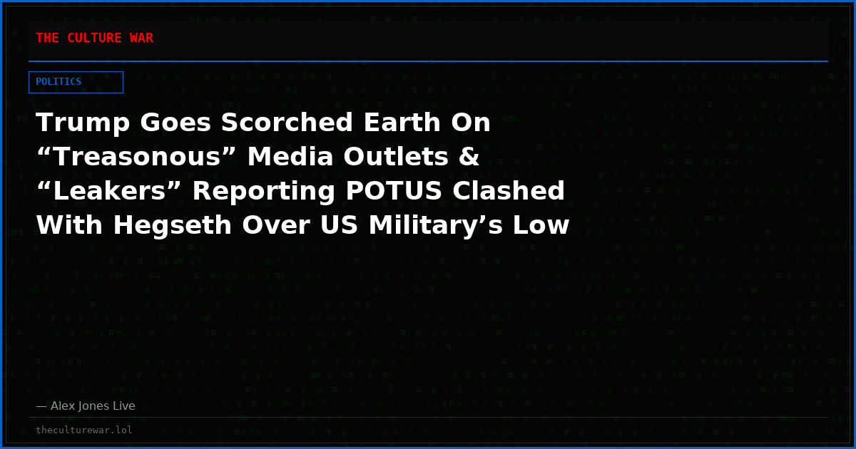 Trump Goes Scorched Earth On “Treasonous” Media Outlets & “Leakers” Reporting POTUS Clashed With Hegseth Over US Military’s Low Munitions
