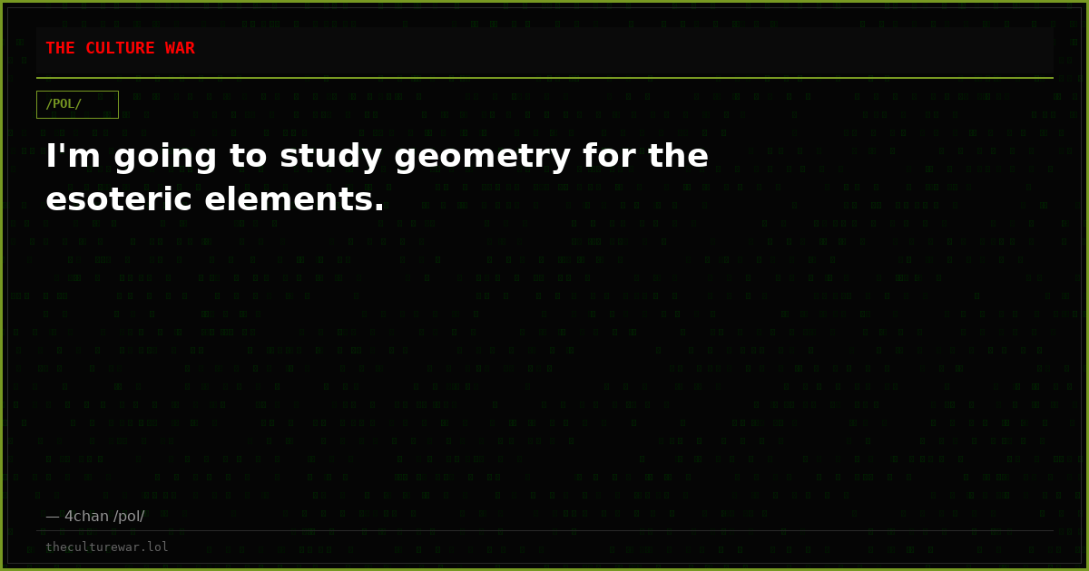 I'm going to study geometry for the esoteric elements.