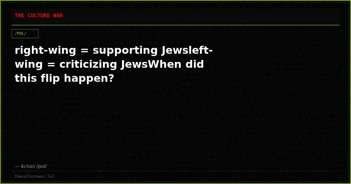 right-wing = supporting Jewsleft-wing = criticizing JewsWhen did this flip happen?