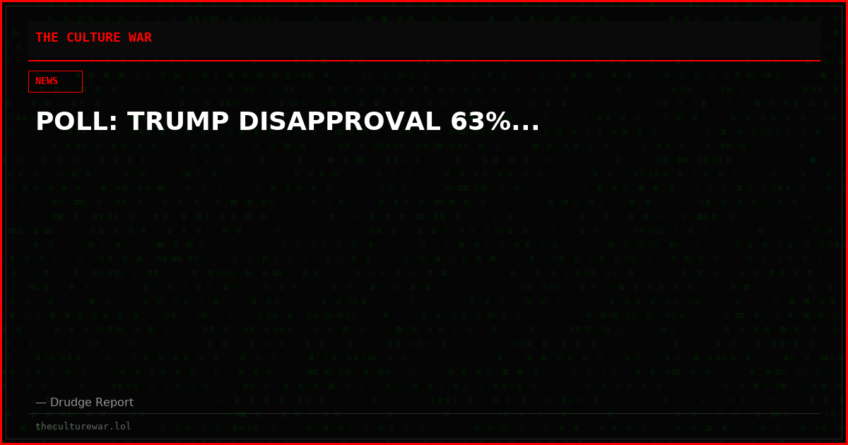 POLL: TRUMP DISAPPROVAL 63%...