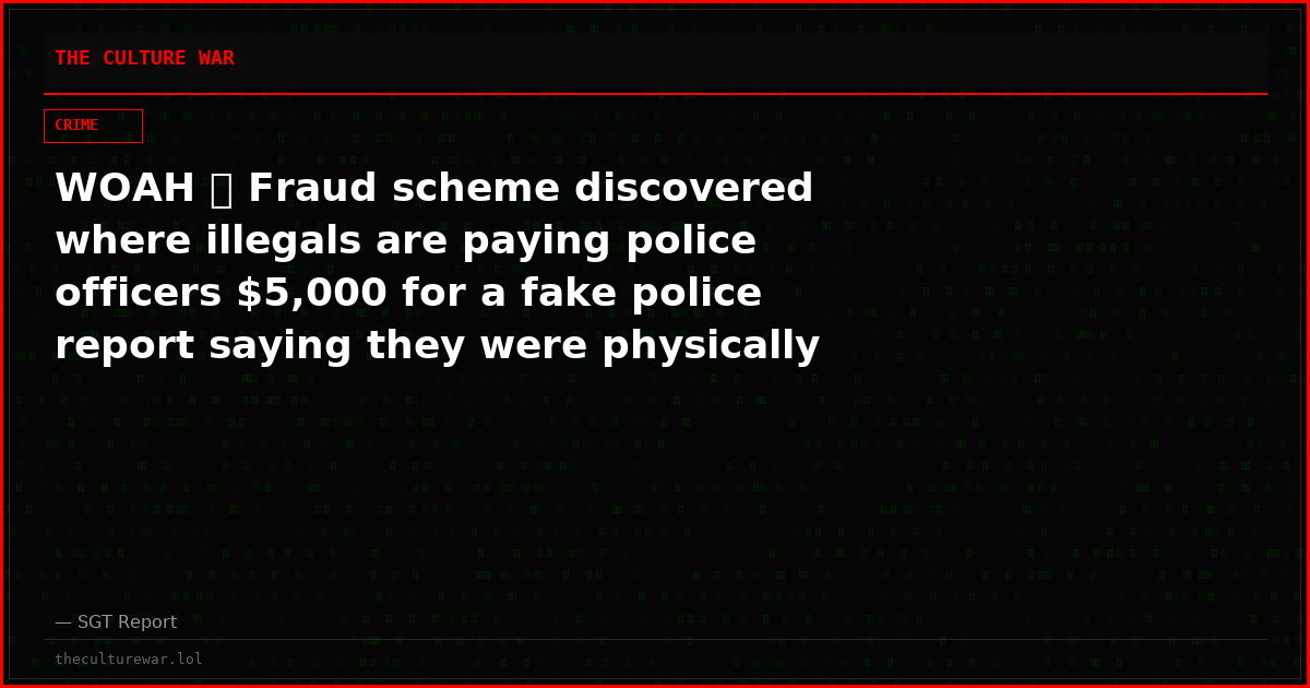 WOAH 🚨 Fraud scheme discovered where illegals are paying police officers $5,000 for a fake police report saying they were physically abused. Once they have that report they can get a “U Visa”