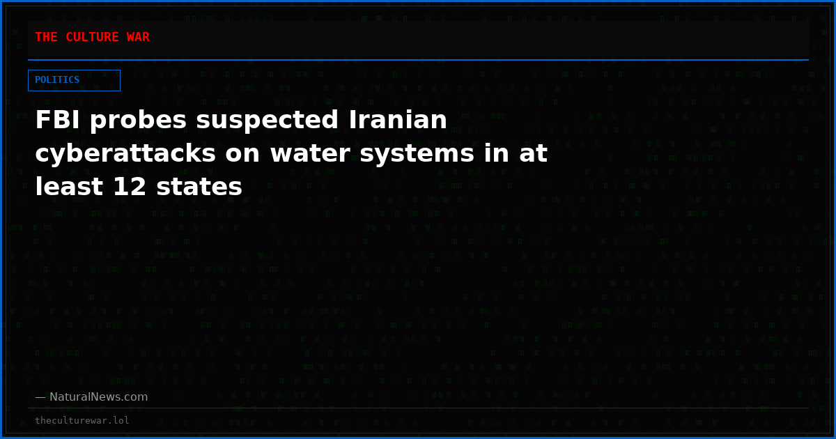 FBI probes suspected Iranian cyberattacks on water systems in at least 12 states