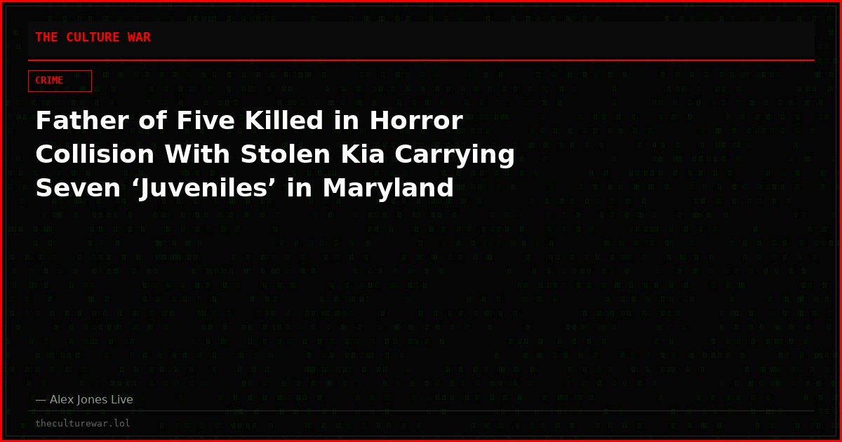 Father of Five Killed in Horror Collision With Stolen Kia Carrying Seven ‘Juveniles’ in Maryland