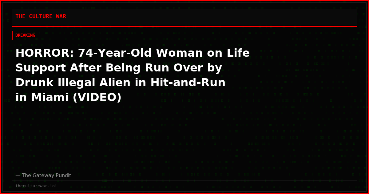 HORROR: 74-Year-Old Woman on Life Support After Being Run Over by Drunk Illegal Alien in Hit-and-Run in Miami (VIDEO)