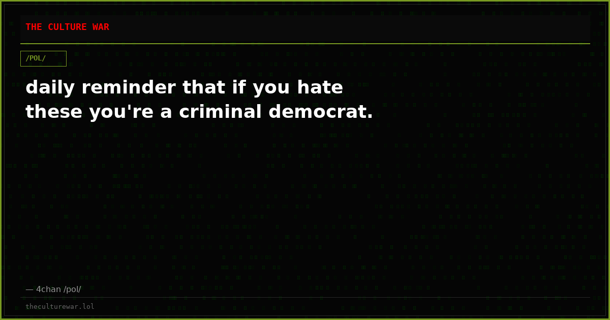 daily reminder that if you hate these you're a criminal democrat.