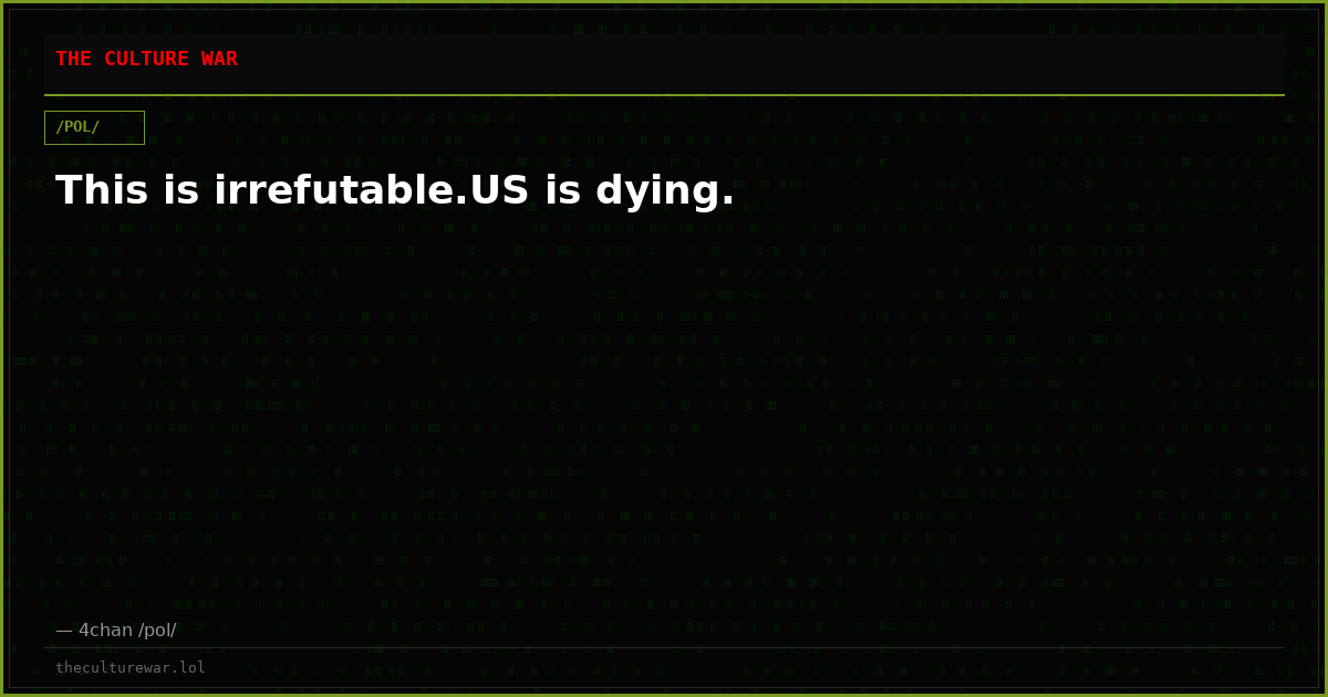 This is irrefutable.US is dying.