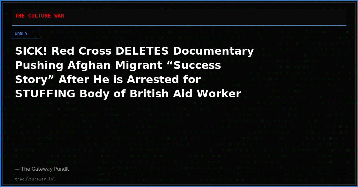 SICK! Red Cross DELETES Documentary Pushing Afghan Migrant “Success Story” After He is Arrested for STUFFING Body of British Aid Worker in a Suitcase