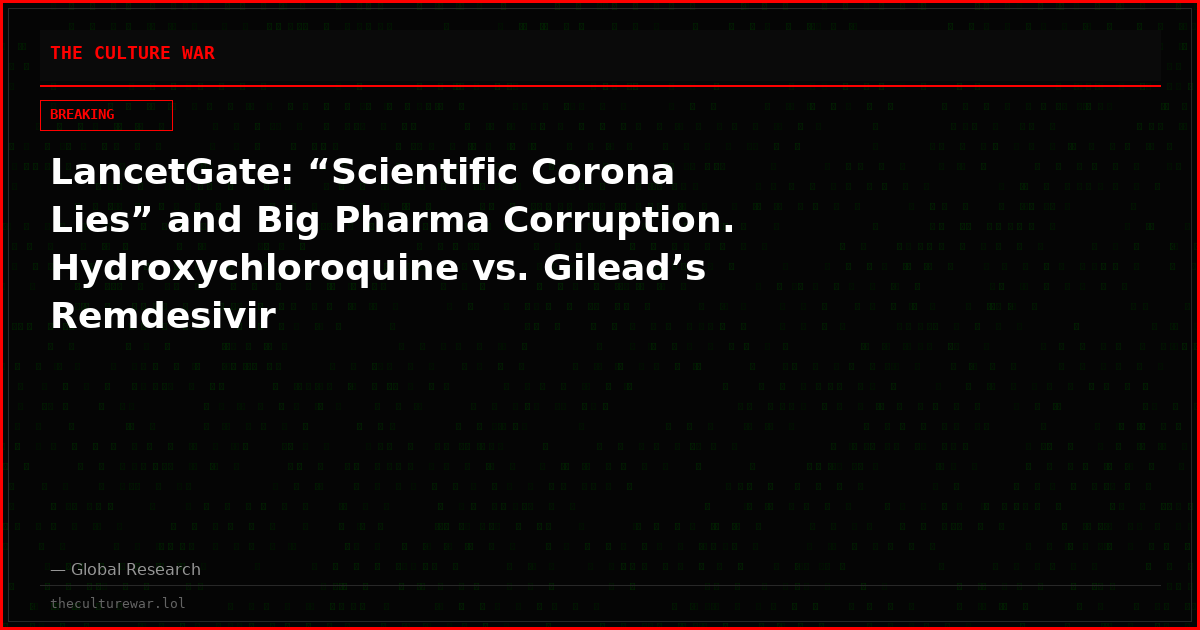 LancetGate: “Scientific Corona Lies” and Big Pharma Corruption. Hydroxychloroquine vs. Gilead’s Remdesivir