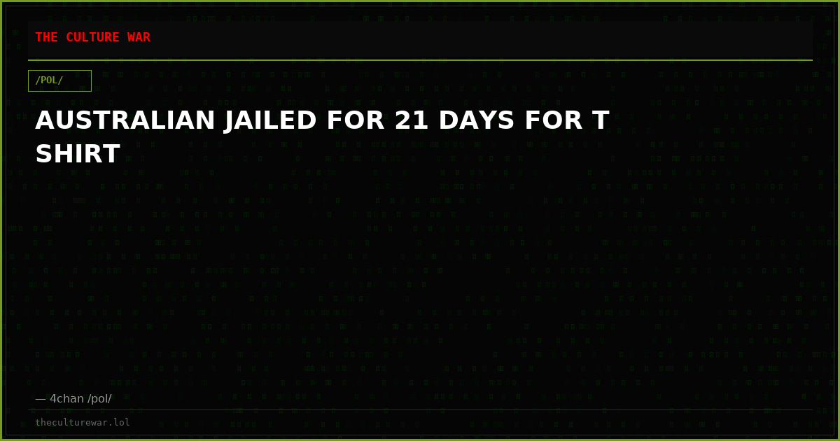 AUSTRALIAN JAILED FOR 21 DAYS FOR T SHIRT