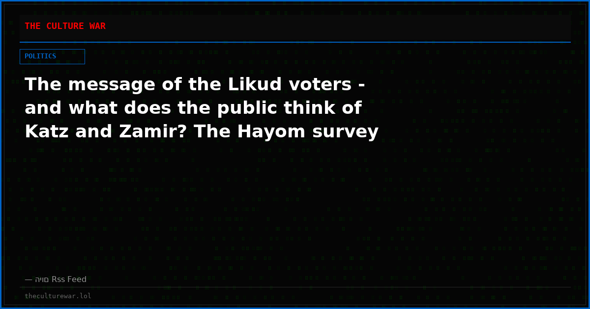 The message of the Likud voters - and what does the public think of Katz and Zamir? The Hayom survey
