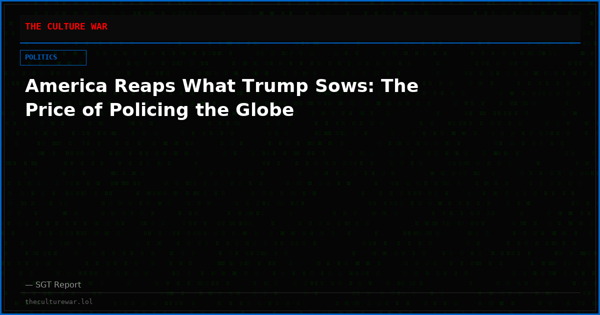 America Reaps What Trump Sows: The Price of Policing the Globe