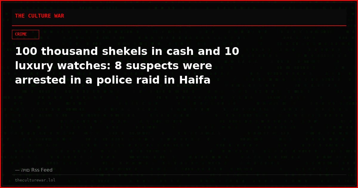 100 thousand shekels in cash and 10 luxury watches: 8 suspects were arrested in a police raid in Haifa