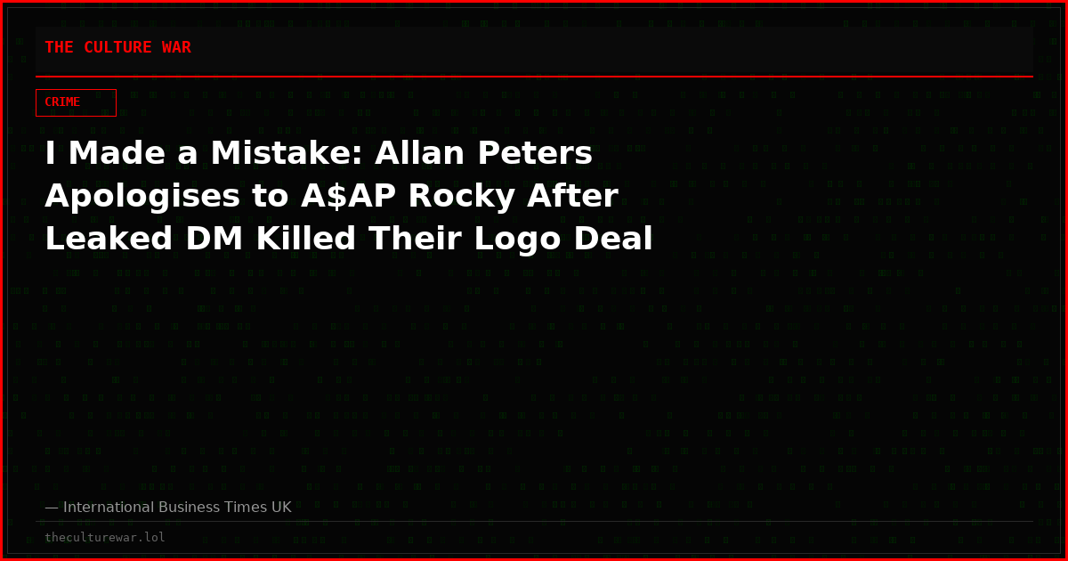 I Made a Mistake: Allan Peters Apologises to A$AP Rocky After Leaked DM Killed Their Logo Deal