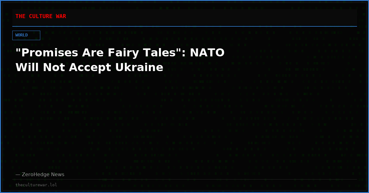 "Promises Are Fairy Tales": NATO Will Not Accept Ukraine