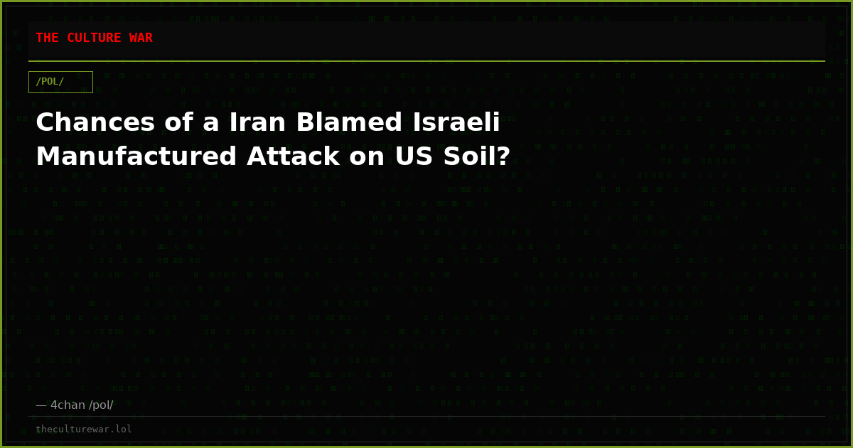 Chances of a Iran Blamed Israeli Manufactured Attack on US Soil?