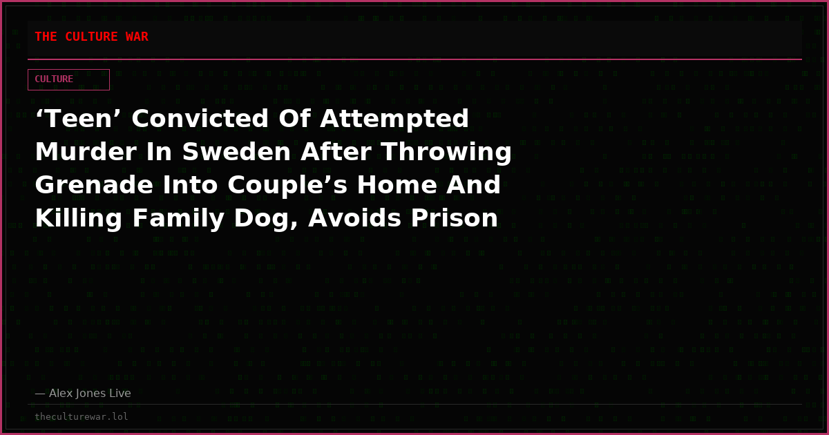 ‘Teen’ Convicted Of Attempted Murder In Sweden After Throwing Grenade Into Couple’s Home And Killing Family Dog, Avoids Prison Despite Offense Carrying 10-Year Term