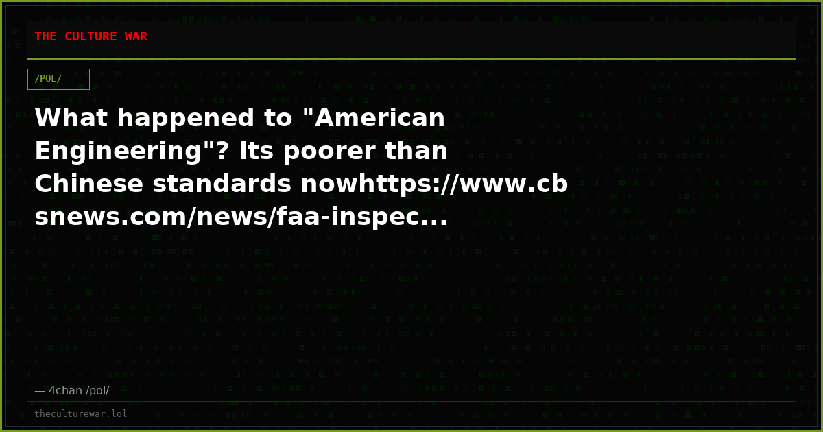 What happened to "American Engineering"? Its poorer than Chinese standards nowhttps://www.cbsnews.com/news/faa-inspec...