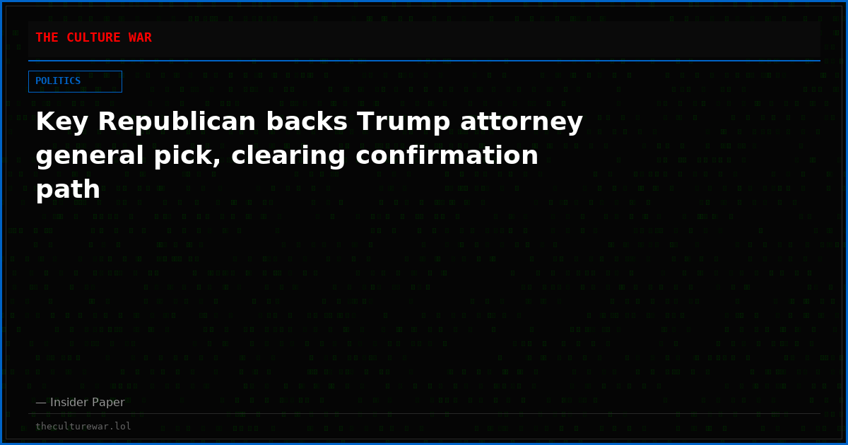 Key Republican backs Trump attorney general pick, clearing confirmation path