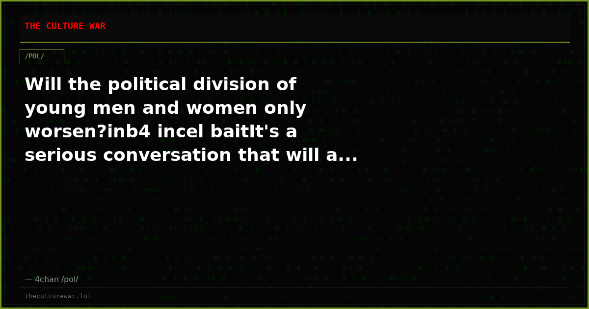 Will the political division of young men and women only worsen?inb4 incel baitIt's a serious conversation that will a...