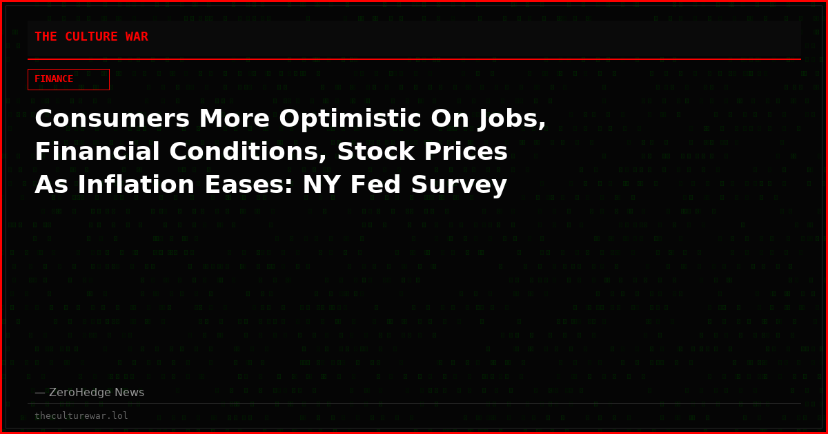 Consumers More Optimistic On Jobs, Financial Conditions, Stock Prices As Inflation Eases: NY Fed Survey