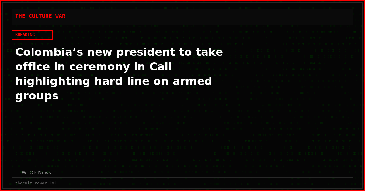 Colombia’s new president to take office in ceremony in Cali highlighting hard line on armed groups