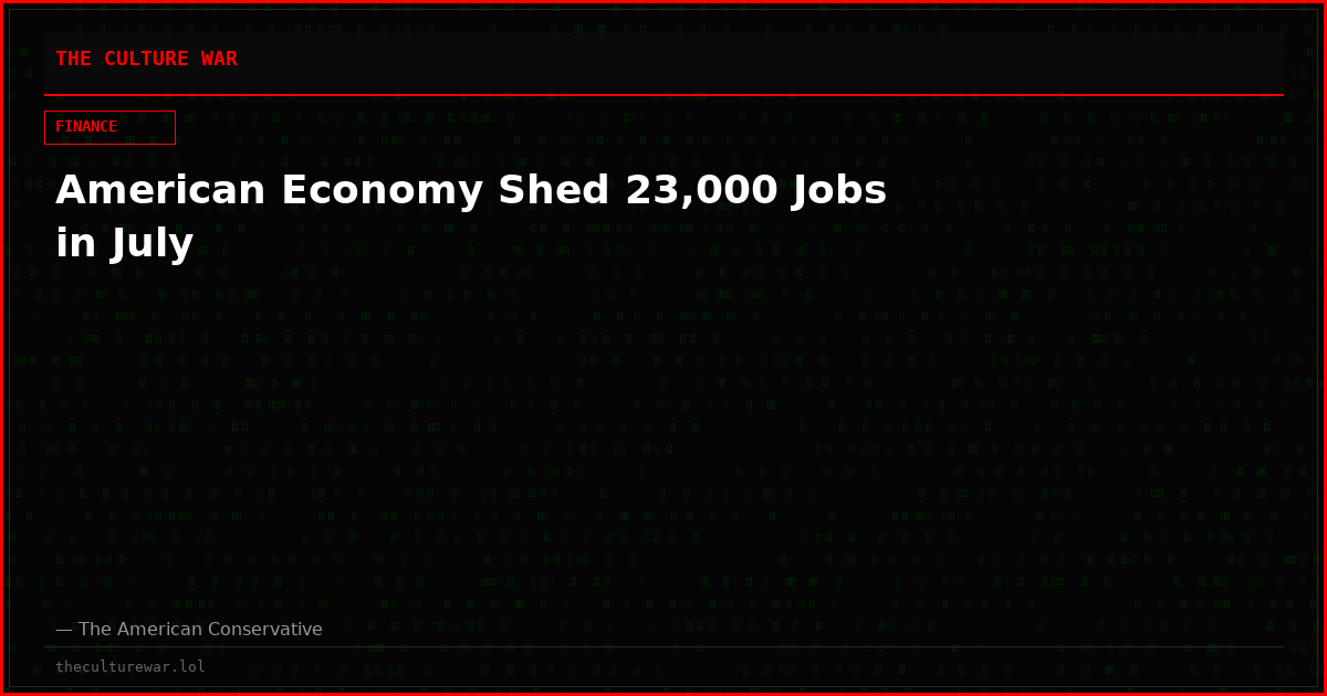 American Economy Shed 23,000 Jobs in July