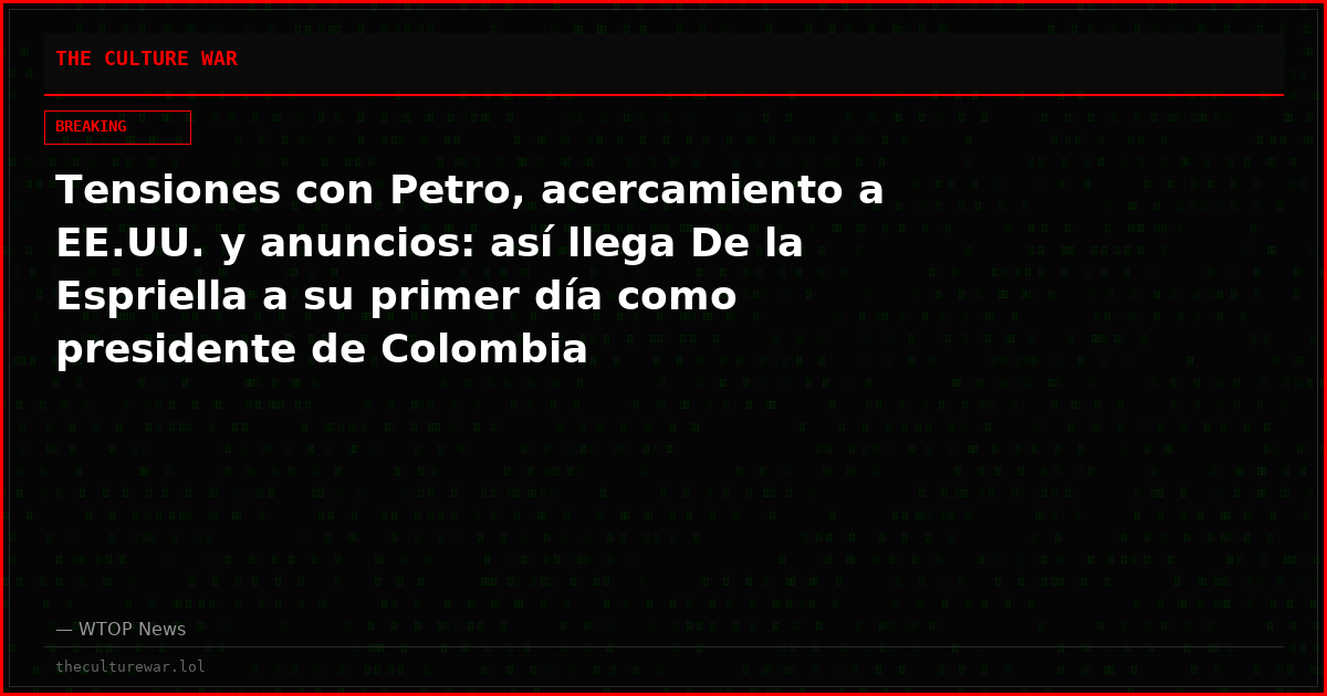 Tensiones con Petro, acercamiento a EE.UU. y anuncios: así llega De la Espriella a su primer día como presidente de Colombia