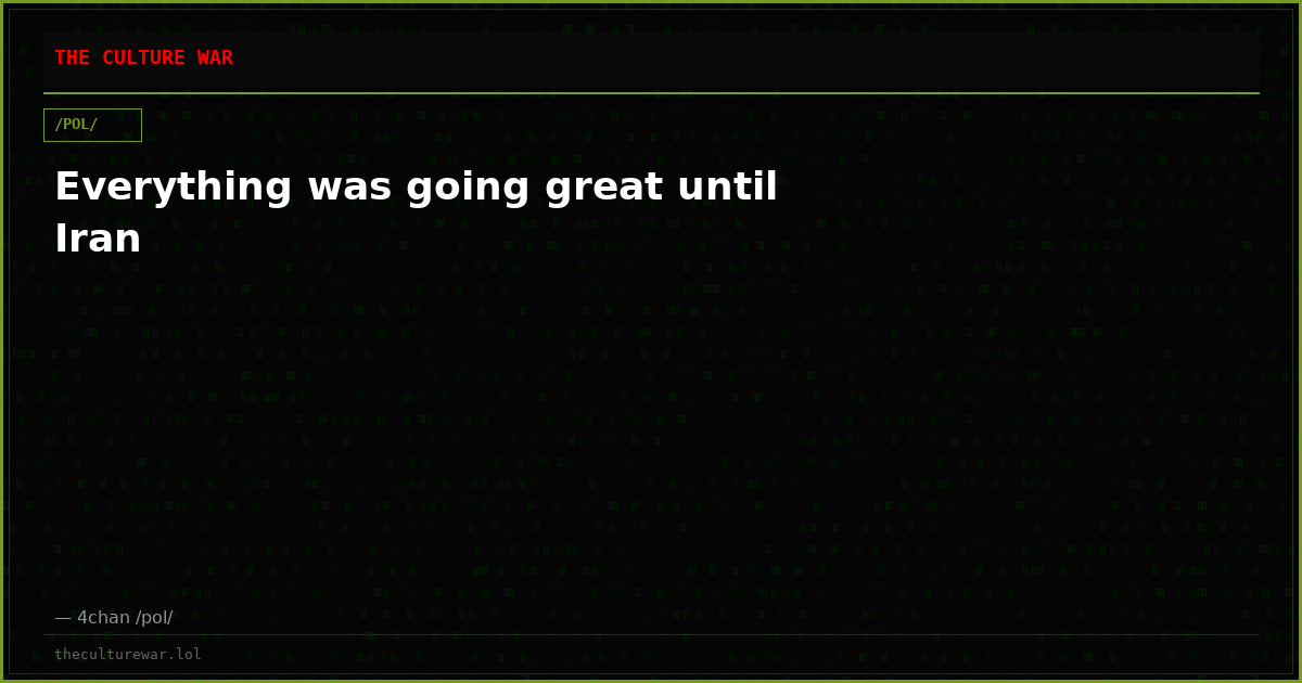 Everything was going great until Iran