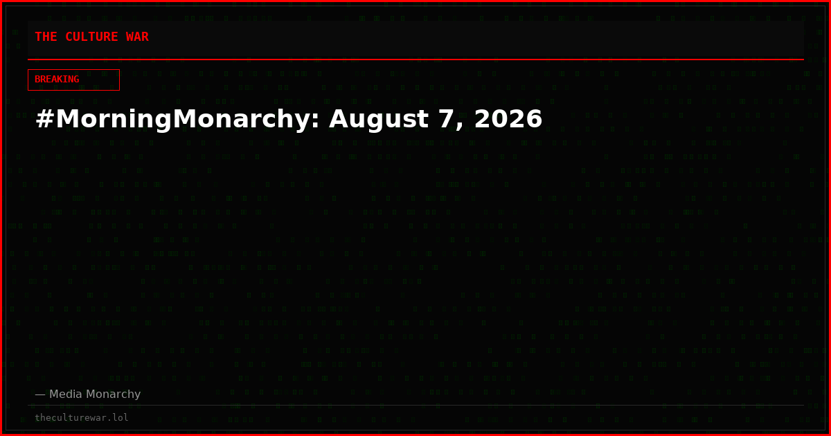 #MorningMonarchy: August 7, 2026