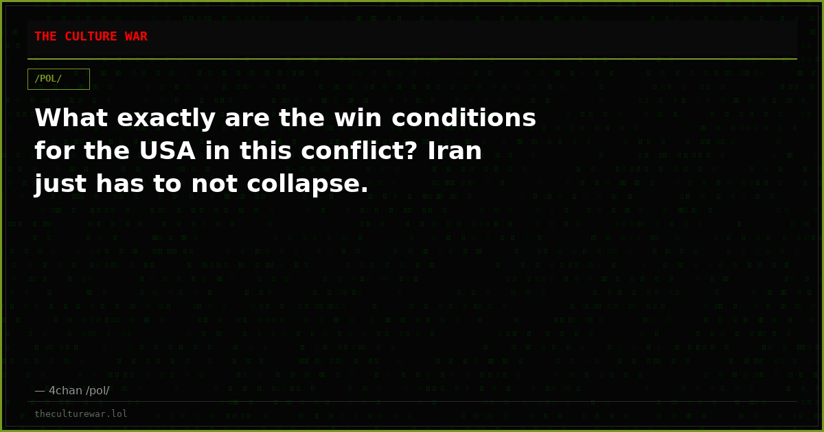 What exactly are the win conditions for the USA in this conflict? Iran just has to not collapse.