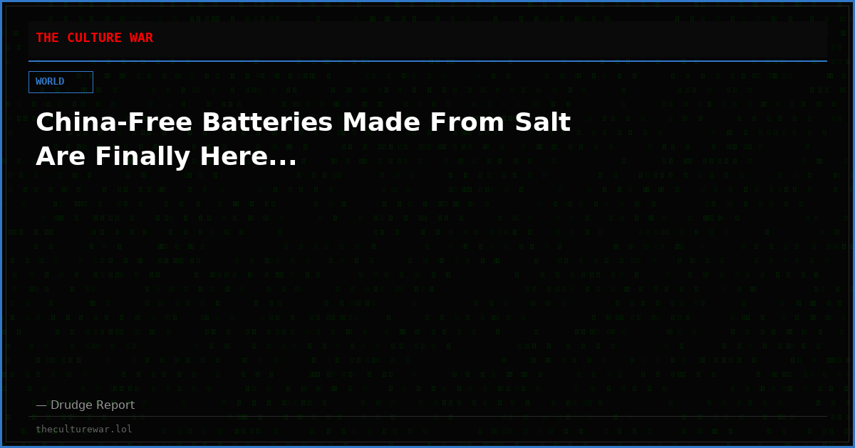 China-Free Batteries Made From Salt Are Finally Here...