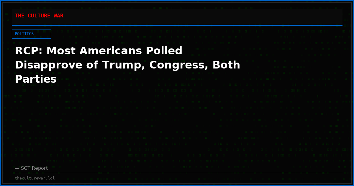 RCP: Most Americans Polled Disapprove of Trump, Congress, Both Parties