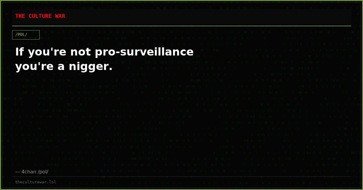 If you're not pro-surveillance you're a nigger.