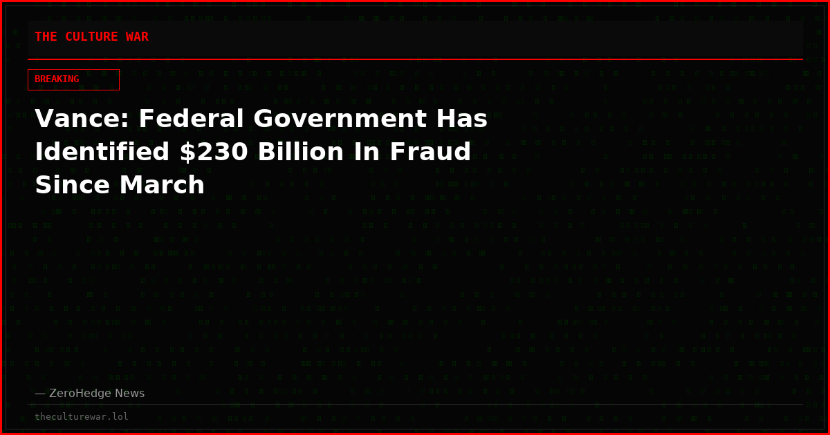 Vance: Federal Government Has Identified $230 Billion In Fraud Since March