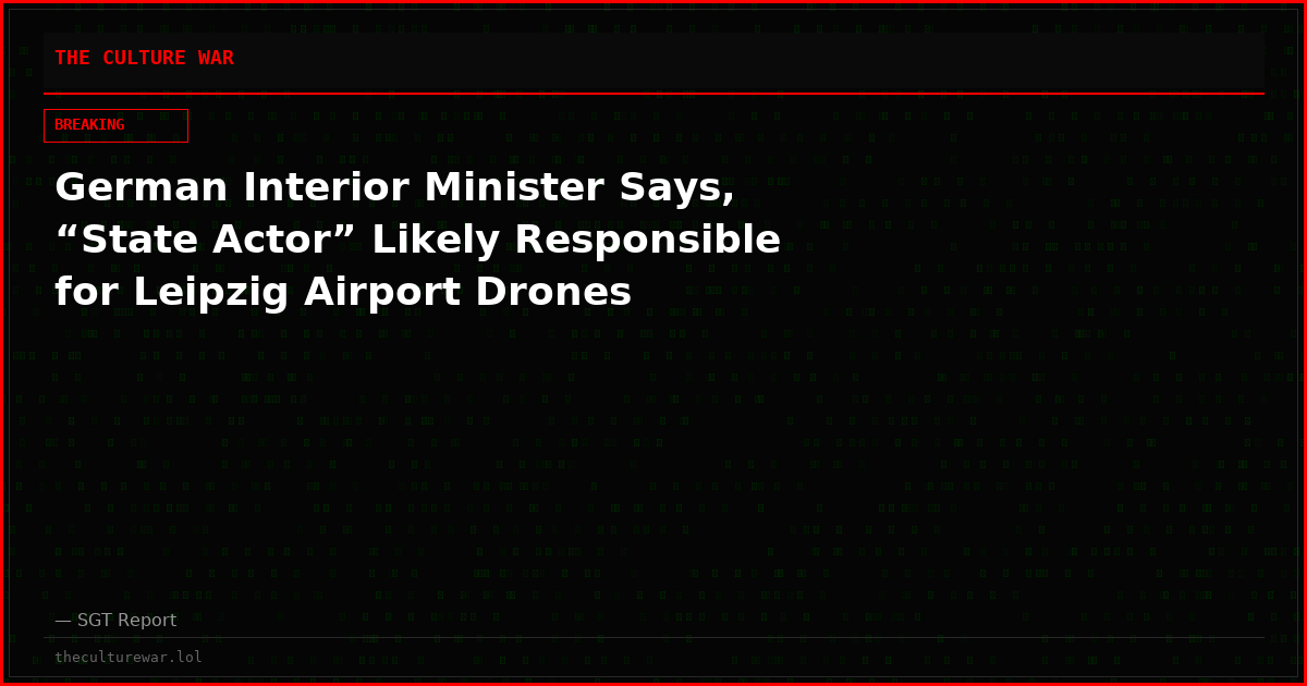 German Interior Minister Says, “State Actor” Likely Responsible for Leipzig Airport Drones