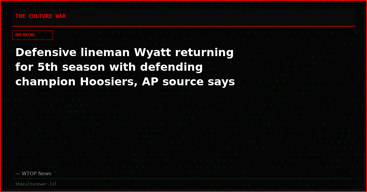 Defensive lineman Wyatt returning for 5th season with defending champion Hoosiers, AP source says