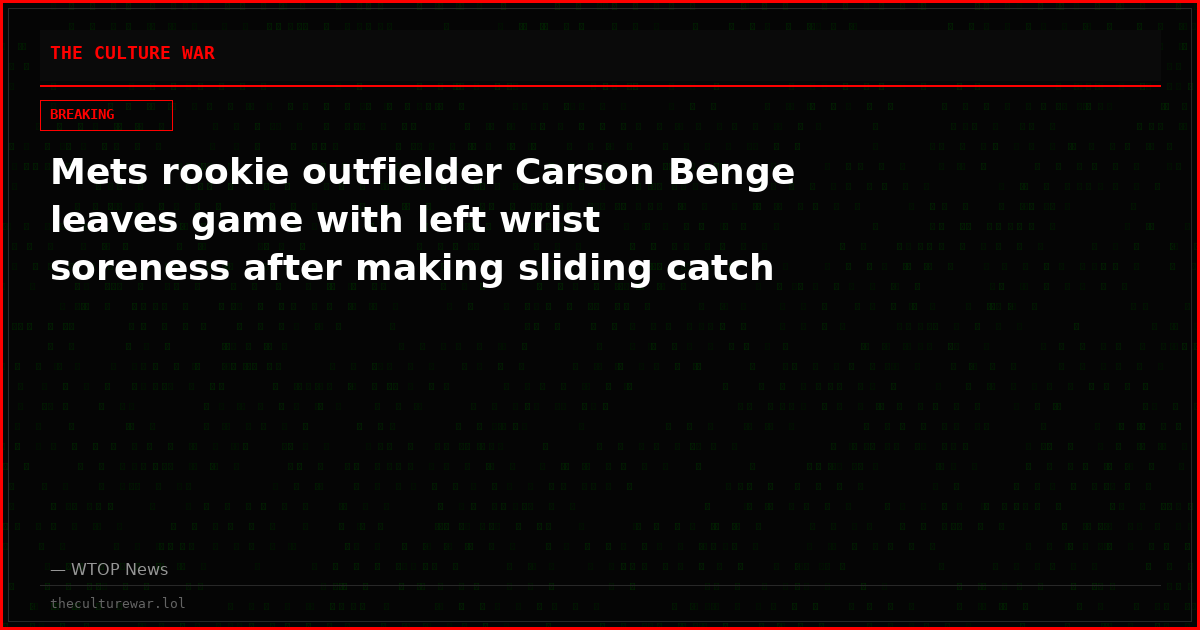 Mets rookie outfielder Carson Benge leaves game with left wrist soreness after making sliding catch