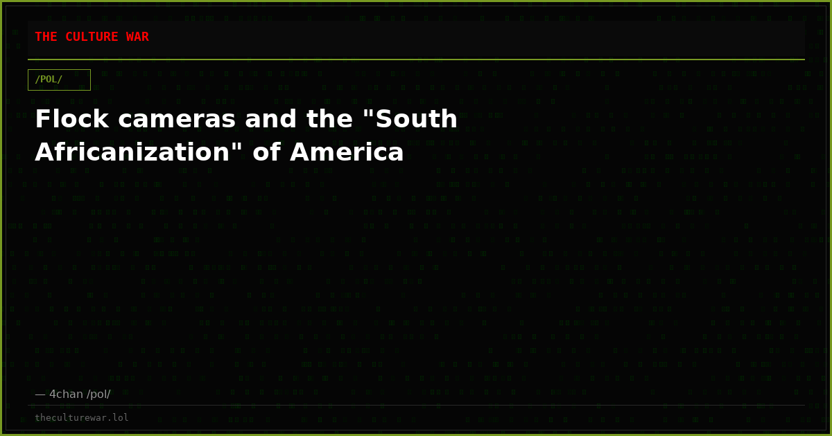 Flock cameras and the "South Africanization" of America