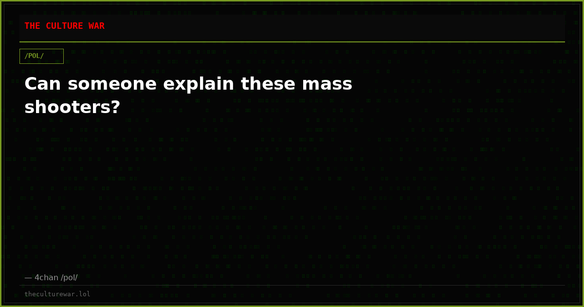 Can someone explain these mass shooters?