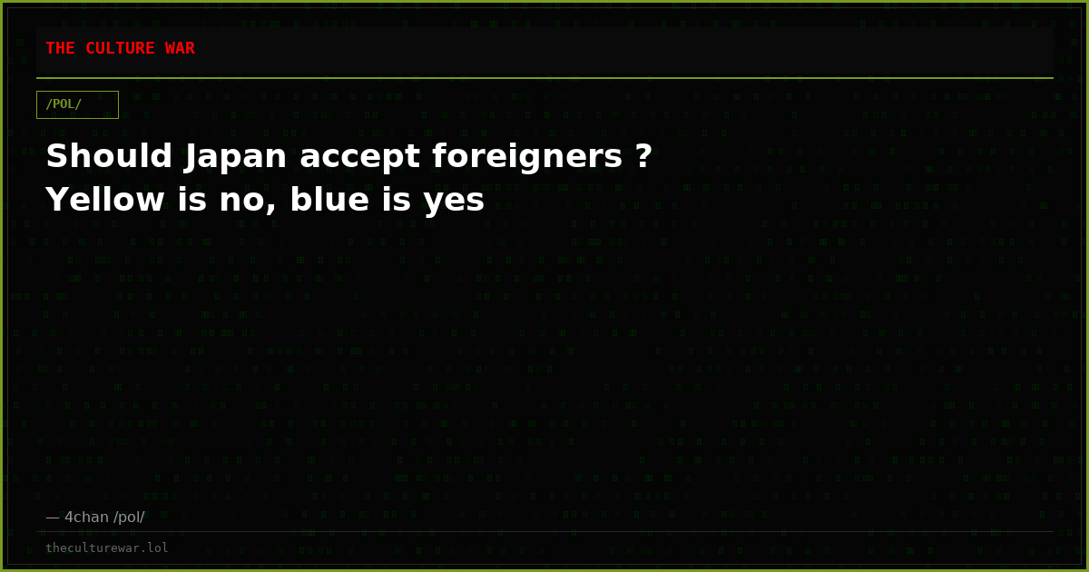 Should Japan accept foreigners ? Yellow is no, blue is yes